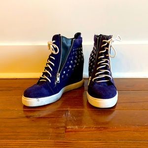 Shoe Republic LA Deep Blue Wedge Heels